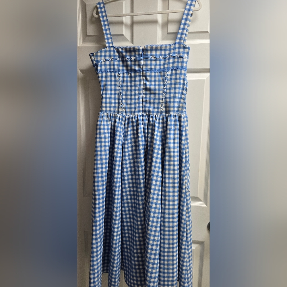 House of CB Vivien Blue and White Gingham Dress L Fuller Cup - Picture 6 of 6